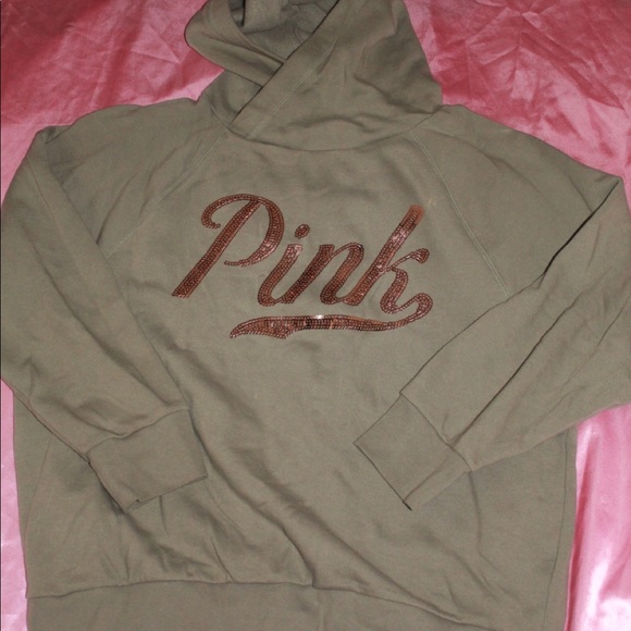 olive green pink hoodie